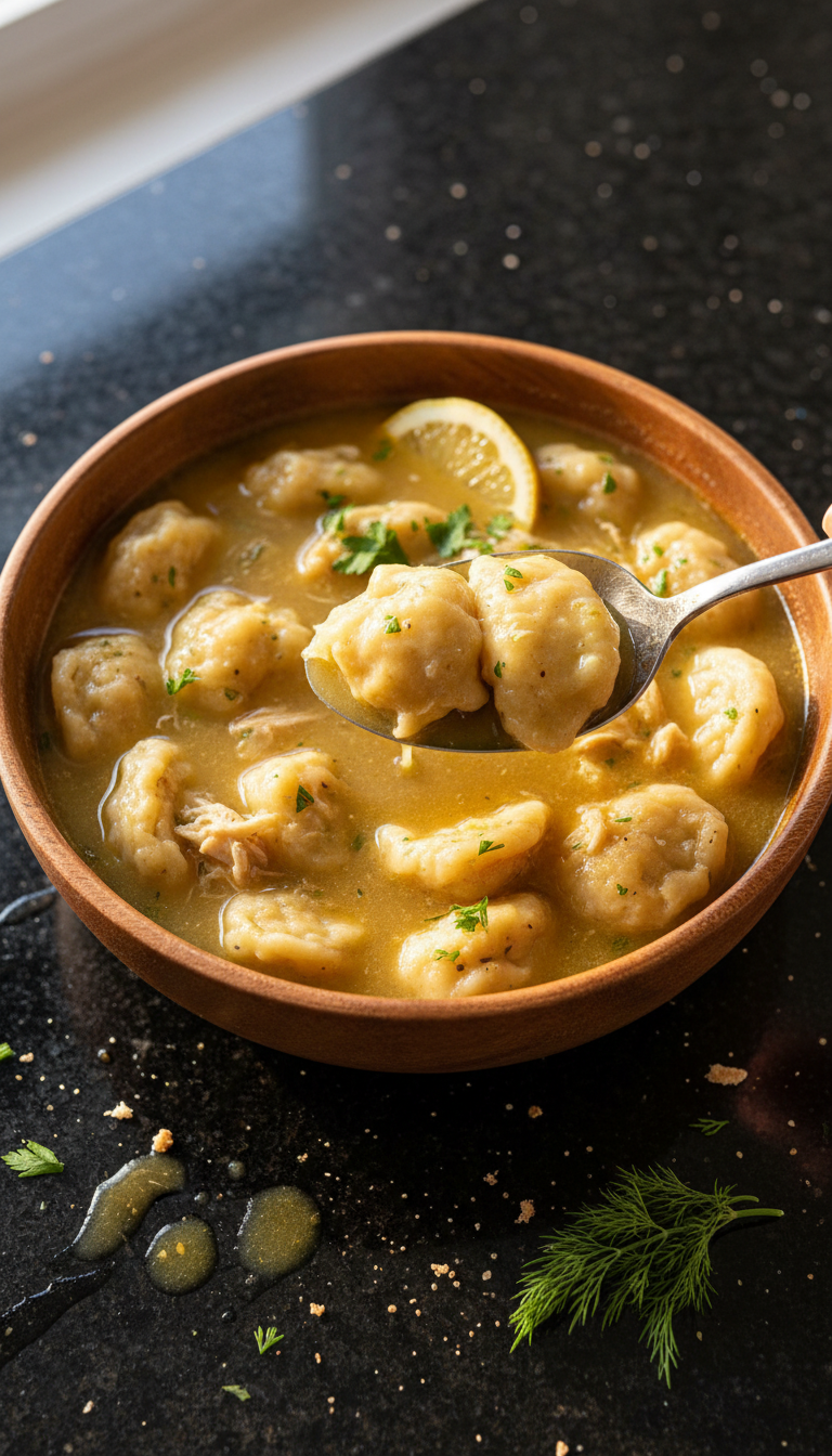 Lemon Chicken Dumpling Soup