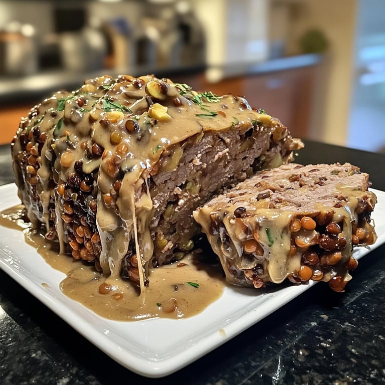 Vegetarian Nut Roast with Mushroom Cream Sauce