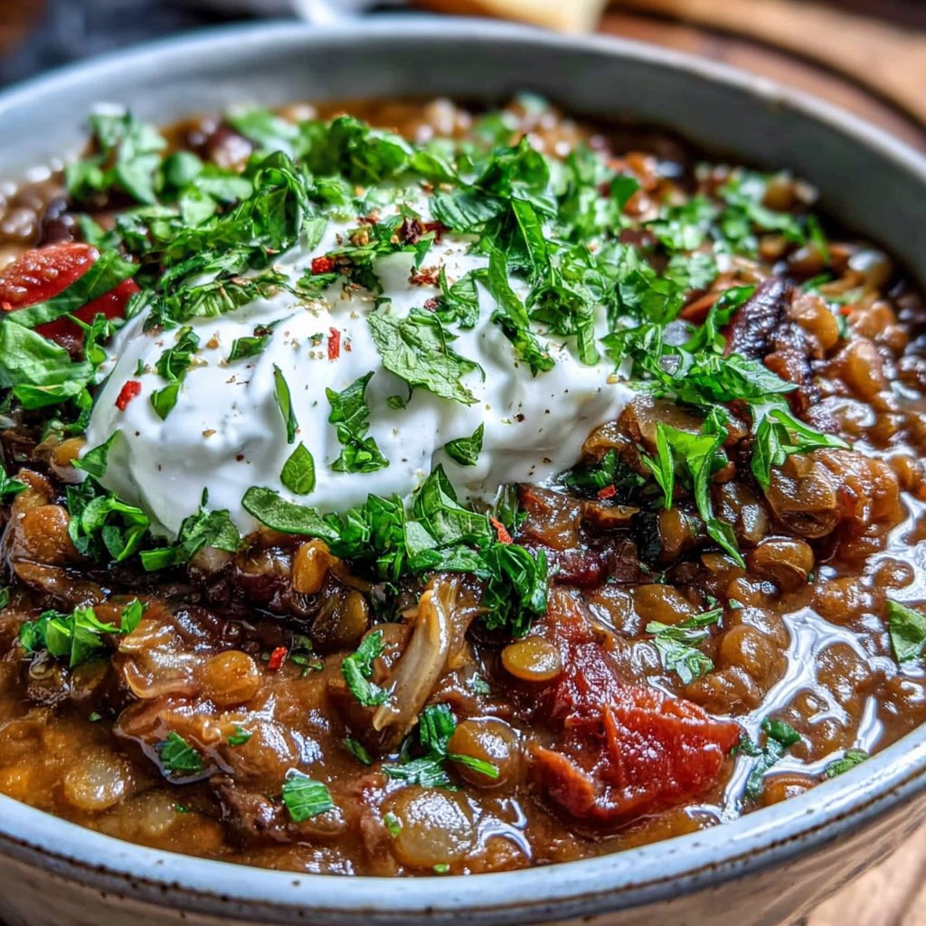 Lentil Mushroom Chili Bowl
