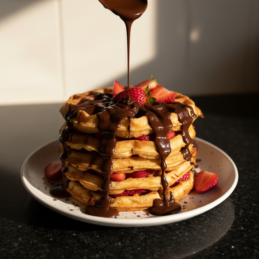 Gourmet Chocolate-Covered Strawberry Waffles