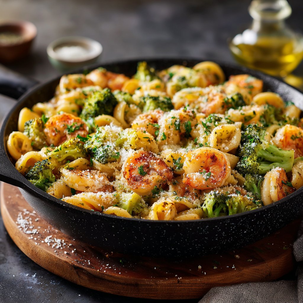 One-Pan Shrimp and Broccoli Pasta