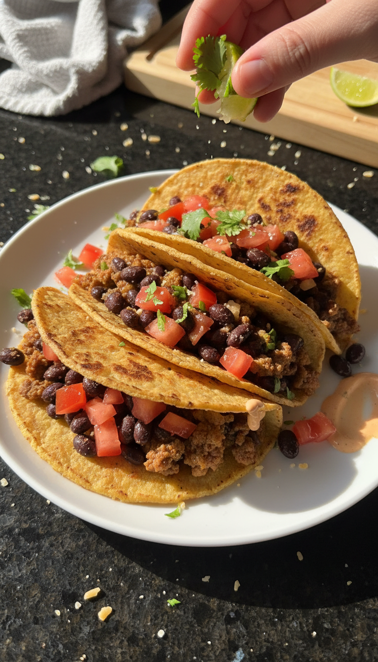 Zesty Beef and Black Bean Tacos