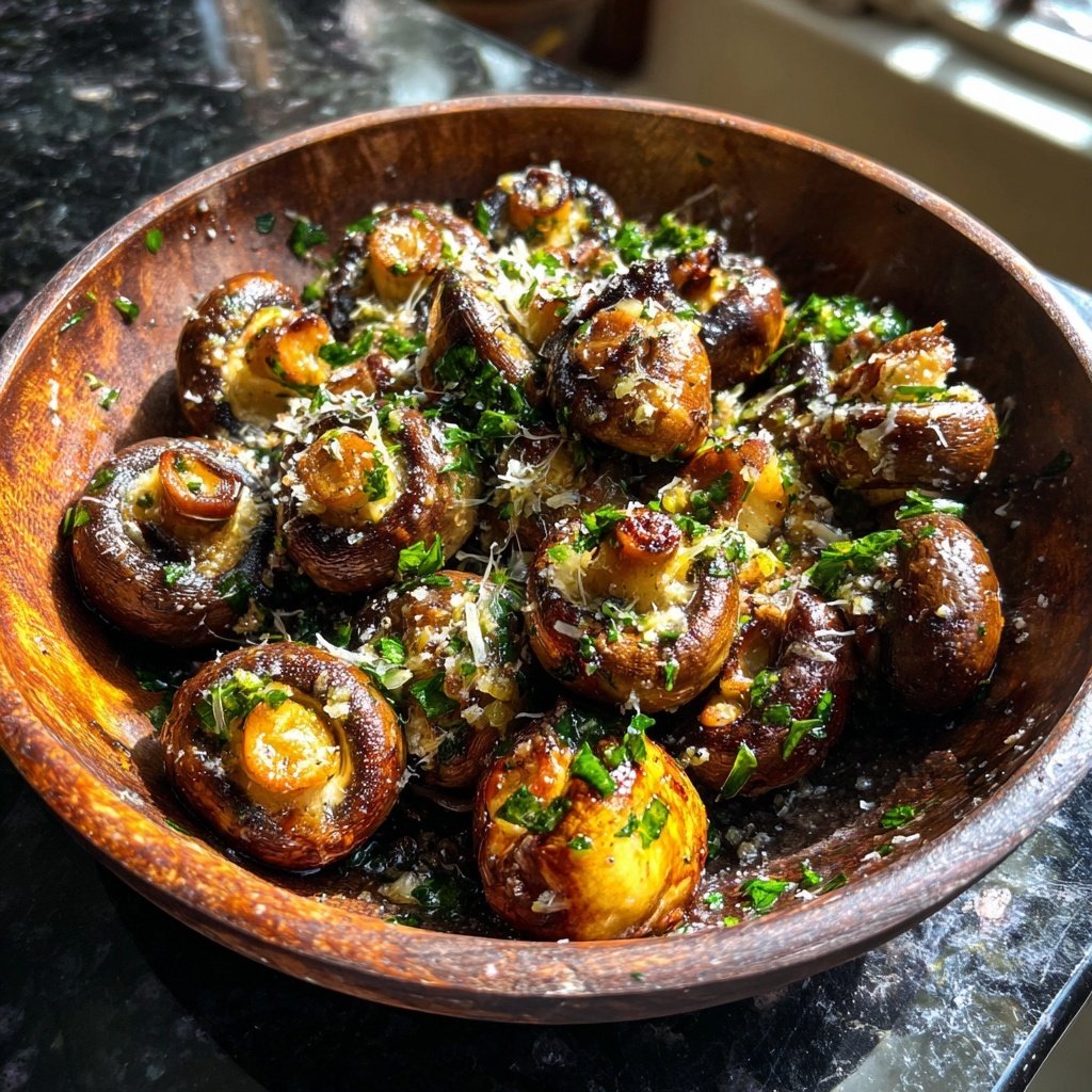 Roasted Garlic Parmesan Mushrooms