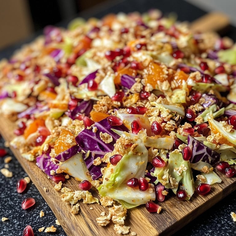 Orange Red Cabbage Salad with Pomegranate Seeds