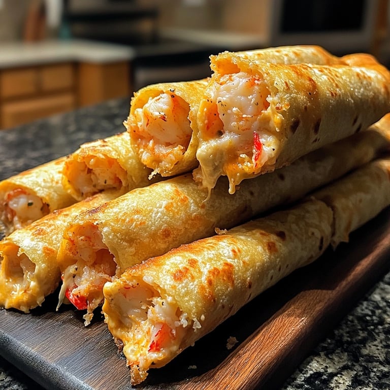 Crispy Crab And Shrimp Queso Taquitos